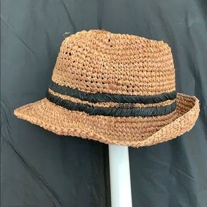 Roxy 100% straw fedora women’s hat tan / black